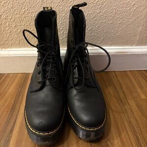 Dr. Martens Black Combat Boots with Yellow Stitching